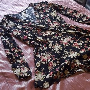 Wrap Style Floral Romper